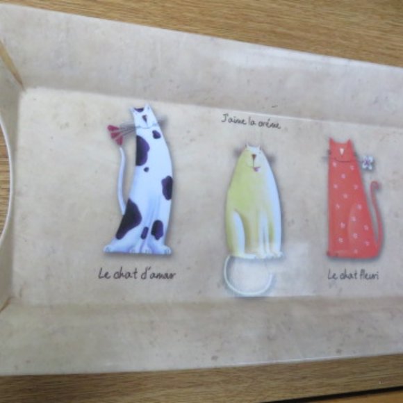 Melamine TRAY Le chat fleuri, d'amour, la creme (K243) - Picture 4 of 5